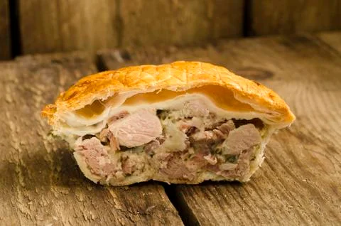 Meat Pie Cut in Half Foto stock