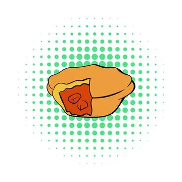 Meat pie icon in comics style Stock Illustration