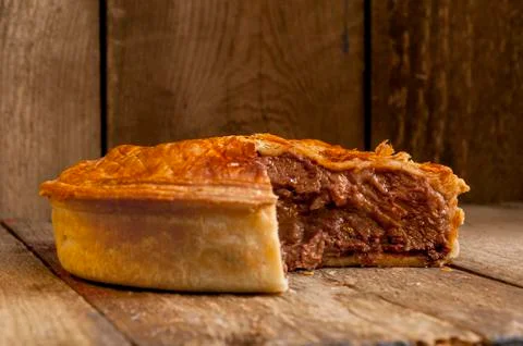 Meat Pie with Missing Slice Stock Photos