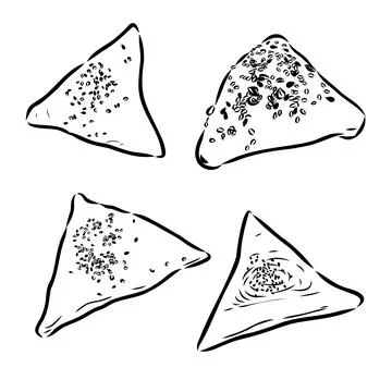 Meat pies. Linear drawing by hand. Vintage Stock Illustration