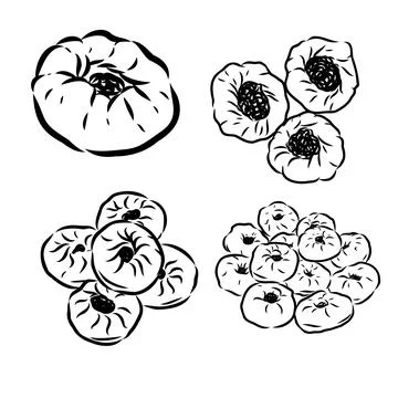 Meat pies. Linear drawing by hand. Vintage Stock Illustration