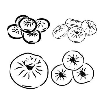 Meat pies. Linear drawing by hand. Vintage Stock Illustration