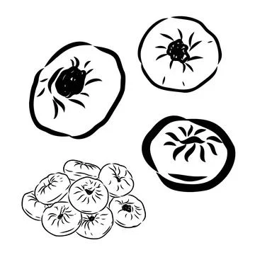 Meat pies. Linear drawing by hand. Vintage Stock Illustration