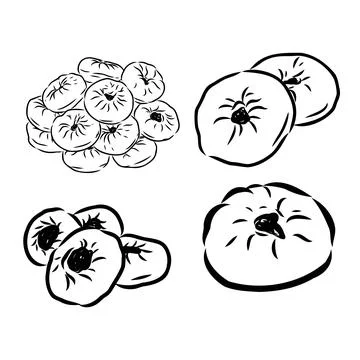 Meat pies. Linear drawing by hand. Vintage Stock Illustration