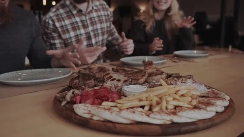 Meat plate closeup Stock Footage 85366896