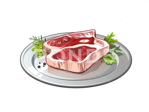 Meat on plate. Stock Illustration