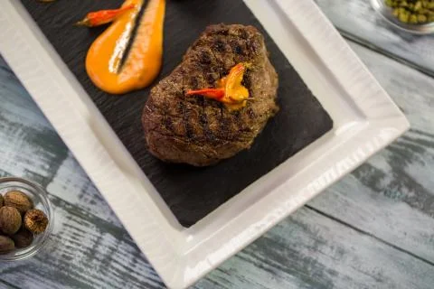 Meat on plate. Stock Photos
