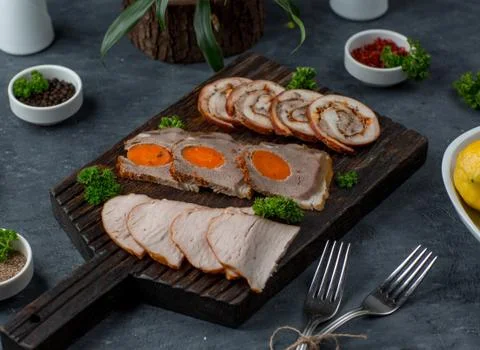 Meat plate on the table Stock Photos