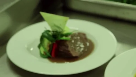 Meat plate with veggies Stock Footage 77053596