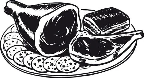 Meat platter, Retro Vector Illustration Stock Illustration
