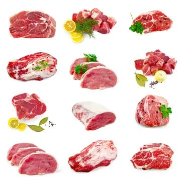 Meat pork set Stock Photos