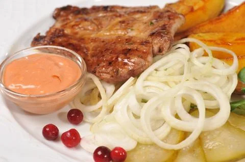 Meat with  potato Stock Photos
