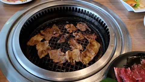 Meat Preparation On Grill Restaurant. Stock Footage 263538845