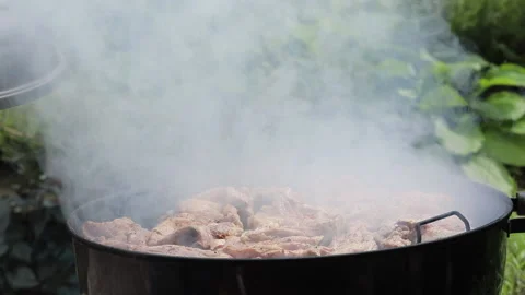 Meat preparing on grill Video stock 155484904