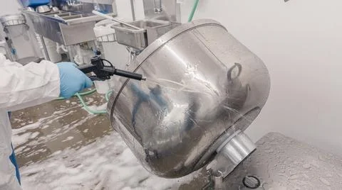 Meat Processing center cleaning Stock Photos