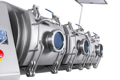 Meat processing equipment, industrial vacuum massager, food production, iso.. Stock Photos