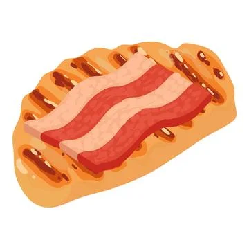 Meat product icon isometric vector. Piece of fresh bacon on fried chicken fillet Stock Illustration