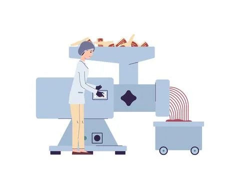 Meat production and processing equipment flat vector illustration isolated. Stock Illustration