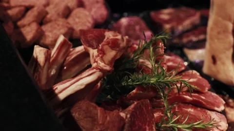Meat products on the counter in the store Stock Footage 232610023
