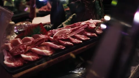 Meat products on the counter in the store Stock Footage 232610060