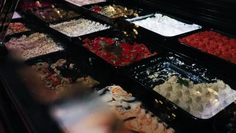 Meat products on the counter in the store Stock Footage 232610084