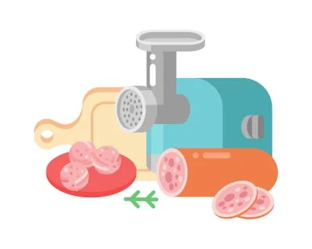 Meat products ingredient and rustic elements preparation equipment food flat Illustrazione stock