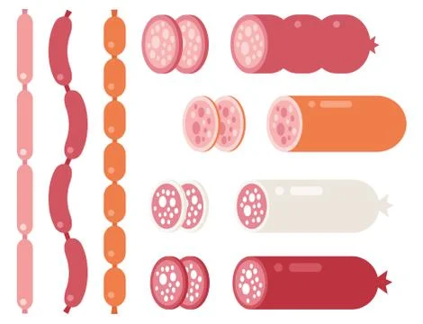Meat products ingredient and rustic elements preparation equipment food flat Stock Illustration