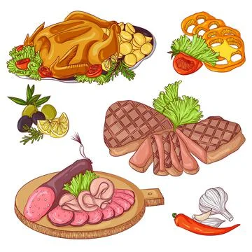 Meat products set Stock Illustration