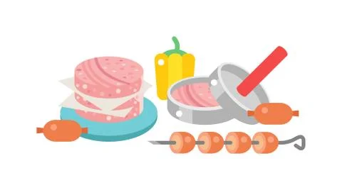 Meat products vector illustration Illustrazione stock