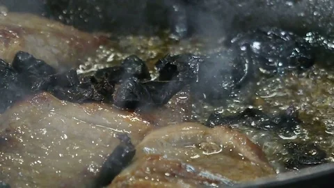 Meat With Prunes Fry Stock Footage 78595671