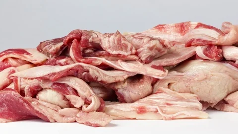 Meat remnants in assembly line 스톡 동영상 92970599
