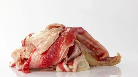 Meat remnants pile on turntable Stock Footage 92964891