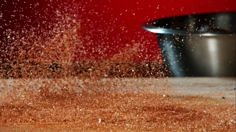 Meat rib falling into dry spice rub Stock Footage 327180375