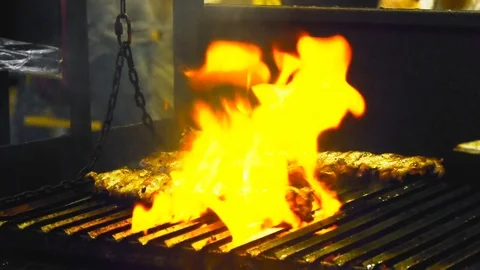 Meat ribs grilled. Barbeque. Beef ribs. Lamb ribs fried grilled Stock Footage 84252757