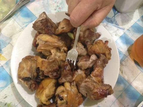 Meat roasted on the coals Stock Photos