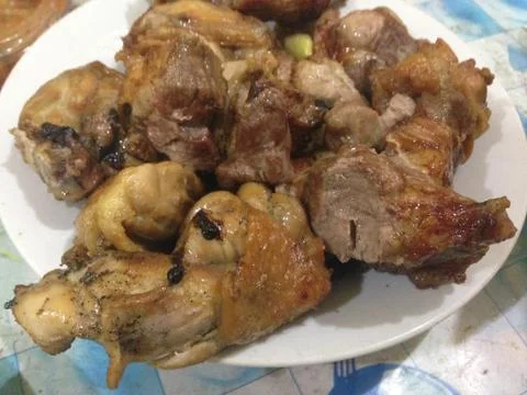 Meat roasted on the coals Stock Photos