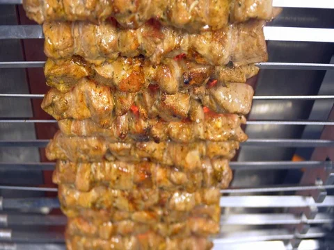 Meat roasted on the grill Video stock 82449697