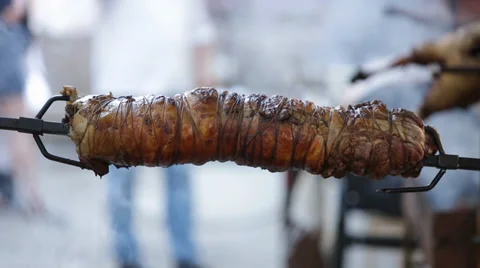 Meat on a roaster Stock Footage 39454808