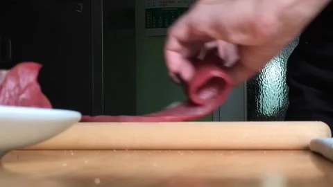 Meat roll cooking Video stock 277791006