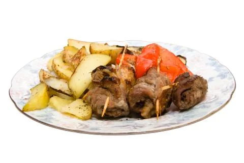 Meat rolls with potatoes Stock Photos