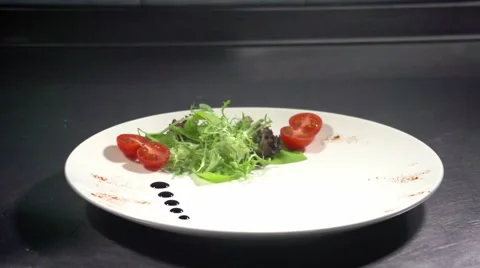 Meat with salad on a plate Stock Footage 65388220