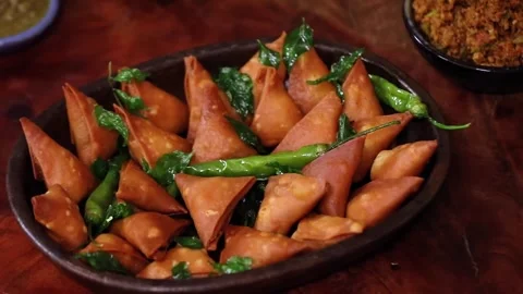 Meat Samosa Stuffed Samosa Crispy Fried Snack Vidéo 333193323