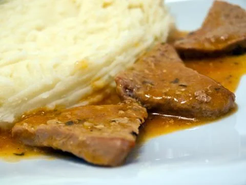 Meat in the sauce 库存照片