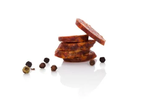 Meat sausage background. Stock Photos