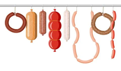 Meat sausage collection. Illustrazione stock