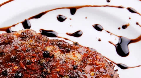 Meat savory on table : roast shoulder with tomato 库存影片 24957173