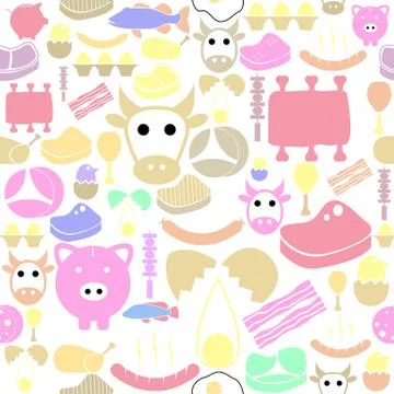 Meat seamless pattern background icon. Stock Illustration