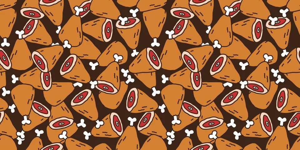 Meat Seamless Pattern beef vector steaks lamb wallpaper isolated background Stock Illustration