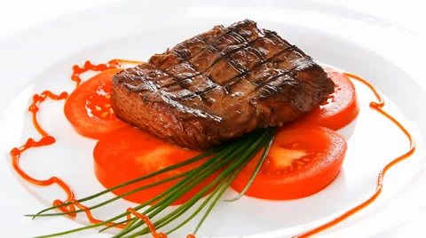 Meat served on white Видео 38362075