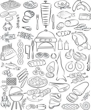 Meat set vector 스톡 일러스트